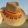 Vibrant Boho Straw Fedora Hat | Colorful Tassels & Turquoise Beads