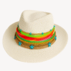 White Straw Fedora Hat | Starfish, Pearls & Gold | Beach Chic 2025