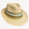 Evil Eye Straw Fedora Hat | Gold & Blue | Boho Chic