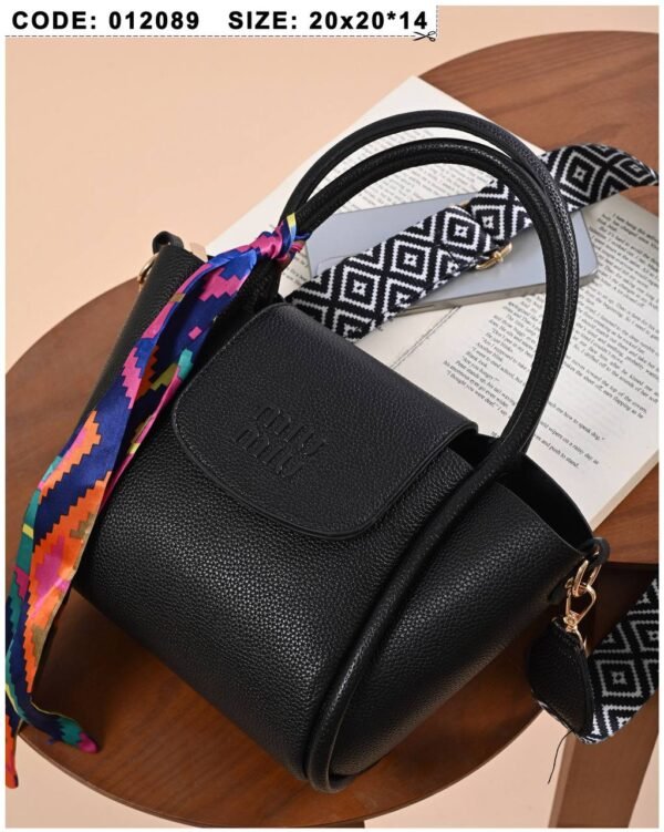 2 Elegant Textured Handbag miu miu with Printed Scarf