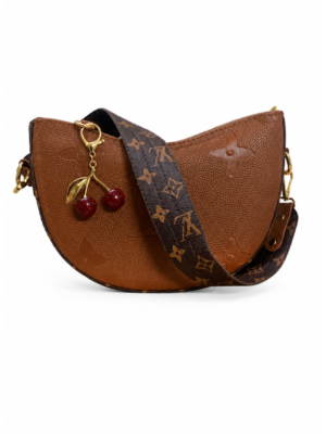 Brown leather shoulder bag for women with charm accessory Egypt