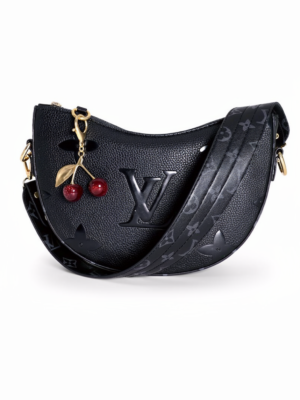 Black leather shoulder bag for women with charm accessory Egypt