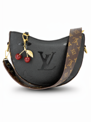 Black and brown leather shoulder bag for women with charm accessory Egypt
