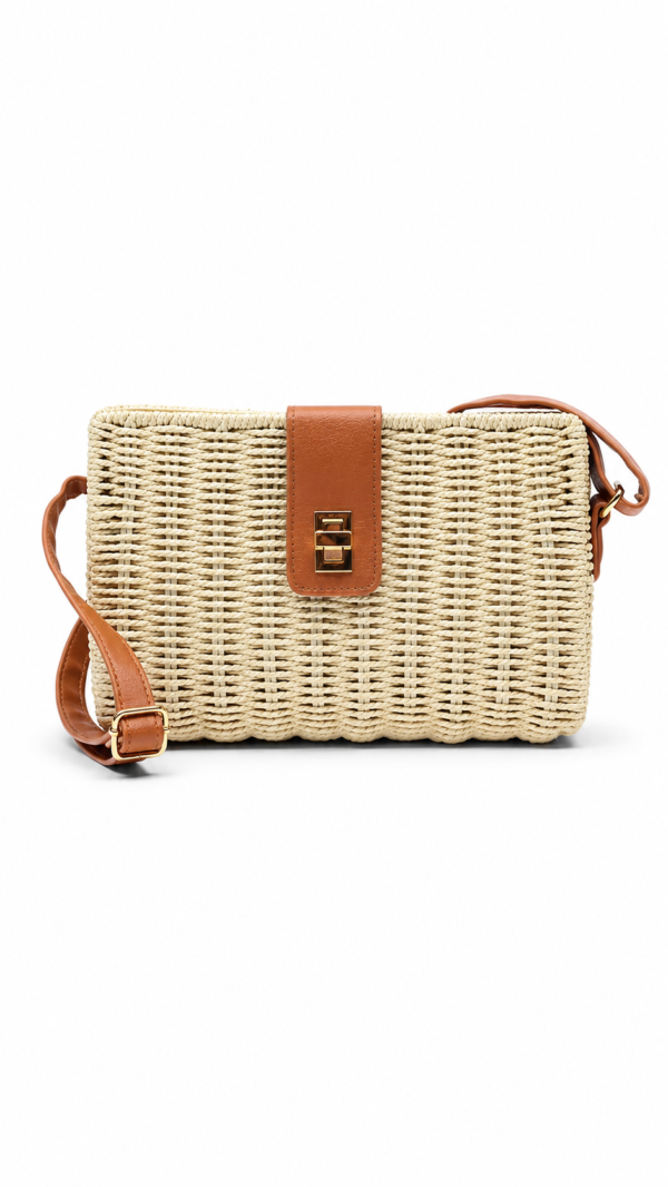 Straw crossbody bag for women with leather strap Egypt