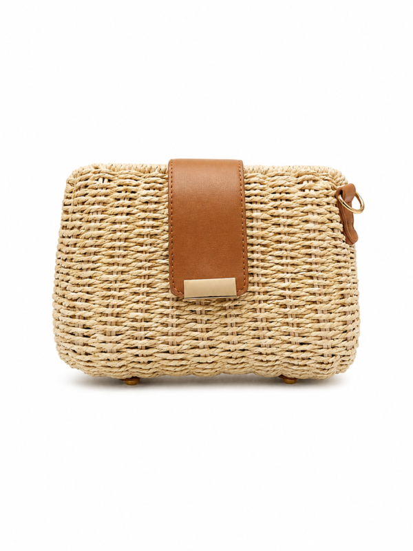 Mini straw crossbody bag for women with leather flap Egypt