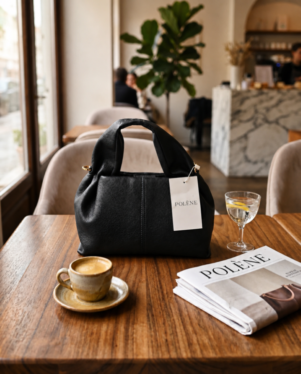 polene Black soft leather tote bag for women small size Egypt