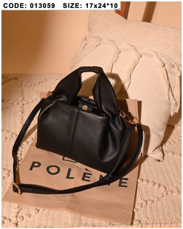polene Black soft leather tote bag for women small size Egypt